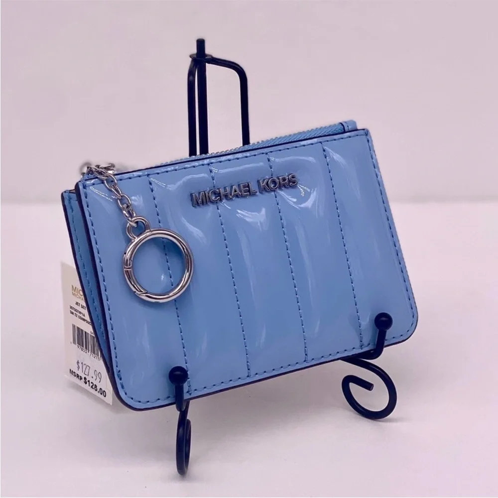 Michael Kors Sky Blue Card Holder with Keychain - Picture 9 of 10